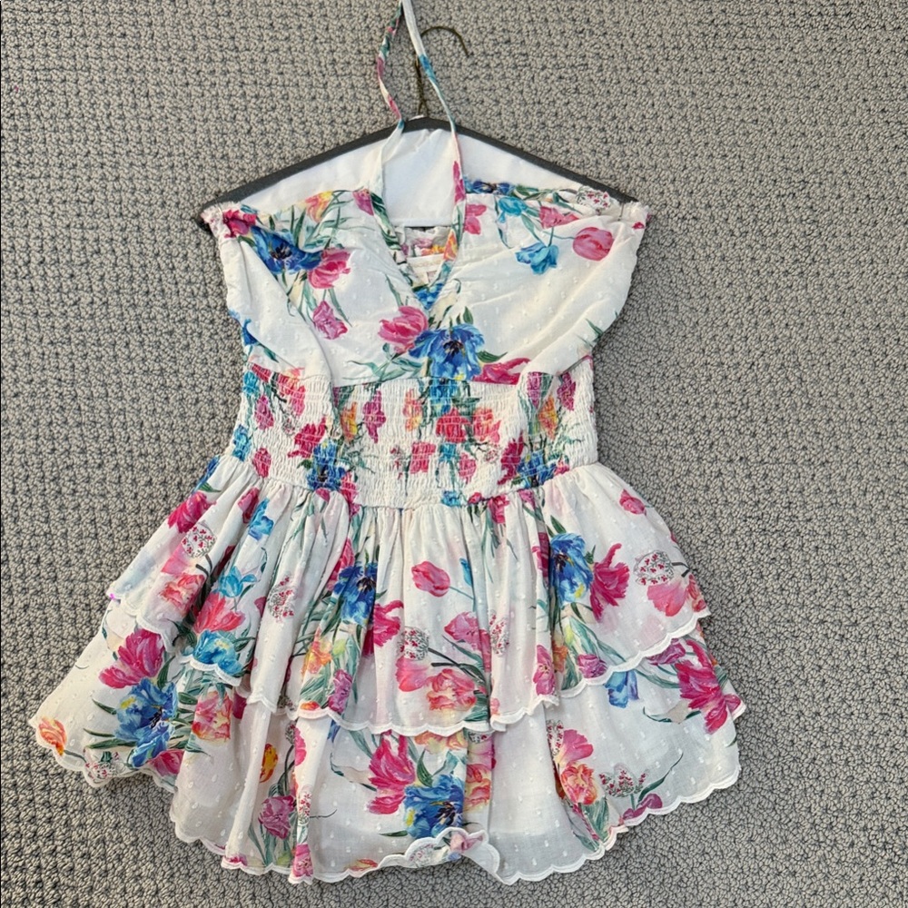 LoveShackFancy White Floral Halter Dress